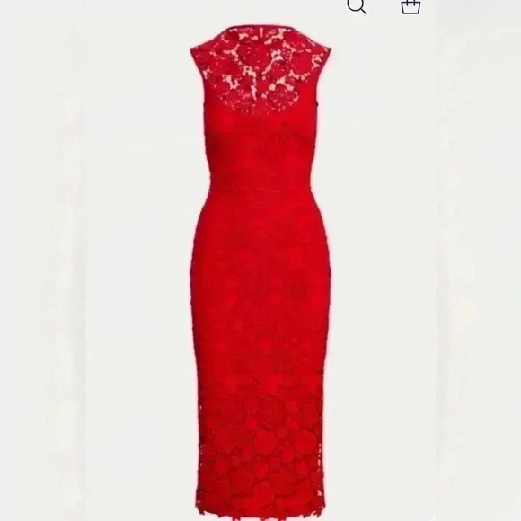 Ralph Lauren Collection Purple Label Embroidered Lace Red Midi Dress 10 M $2990 - Picture 3 of 15